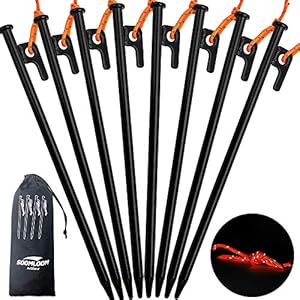 Soomloom スチール ソリッド テント ペグ テーク 30CM キャンプ設営用具 8本1セット/16本1セット (8本セット収納ケース付き)