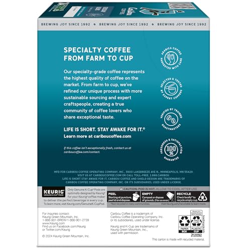 CARIBOU COFFEE OBSIDIAN KEURIG SINGLE-SERVE K-CUP POD, MEDIUM ROAST COFFEE 24 CT