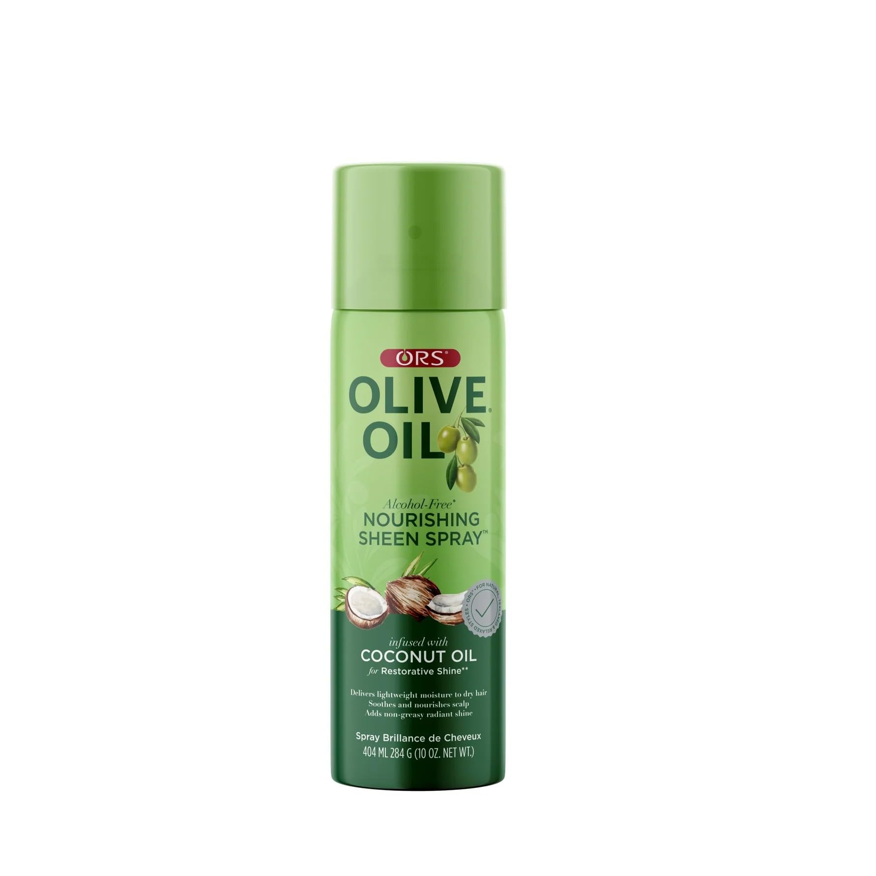 ORS Olive Oil Nourishing Sheen Spray - 404 ml Infused with Vitamin E, Olive - Coconut Oil, and Herbal Extracts. Suitable for All Hair Textures