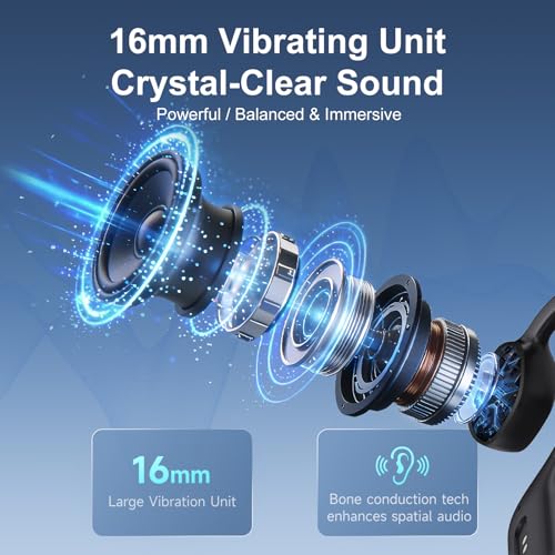 sunvito Audífonos de Conducción Ósea, Auriculares Inalámbricos Open-Ear Bluetooth 6.0 Deportivos con Micrófono, IPX6 Impermeable, 10H de Batería, para Correr y Ciclismo