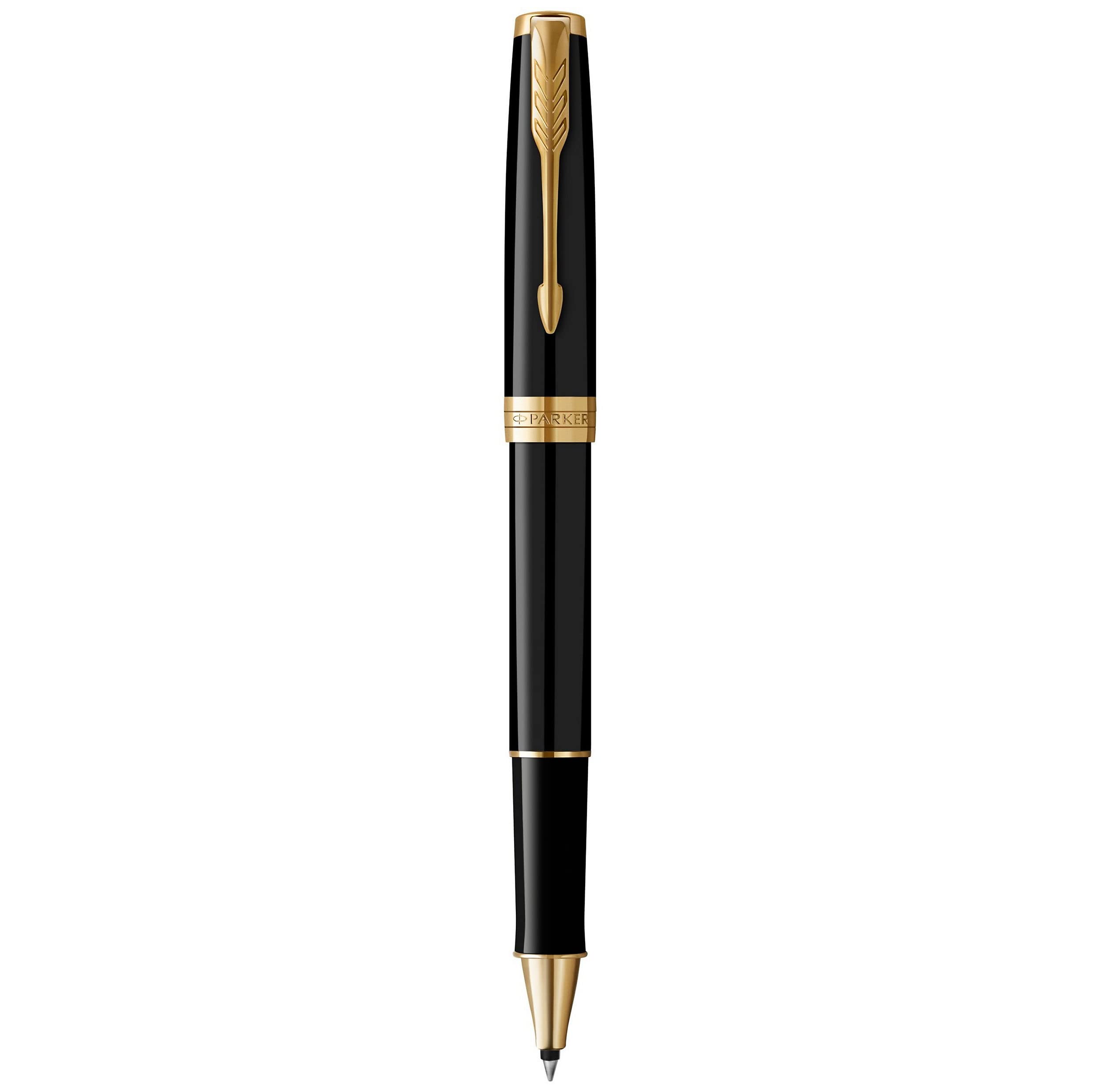 Parker Sonnet Rollerball Pen | Black Lacquer with Gold Trim | Fine Point Black Ink | Gift Box
