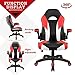 Homall Gaming Office Computer Racing Desk Ergonomic High Back Adjustable Swivel PU Leather Executive Chair for Adults with Flip Up Padded Arms (Red)