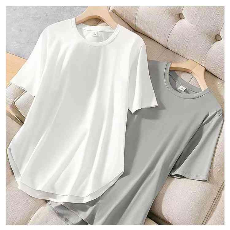 Generic Summer, Women's Short Sleeve, Cool to Touch, Top, 5/4 Sleeves, T-shirt, Spring/Summer, Yoga Wear, Long Length, Stretch, Water Absorbent, Quick Drying, Deodorizing, Body Cover, Loose, 20's, 30's, 40's,