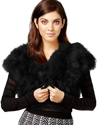 INC International Concepts Marabou Bolero Shrug Black One Size