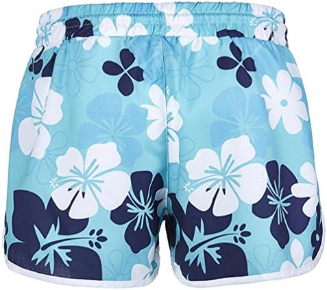 MEATHY Women's Floral Boardshort Elastic Waistband Beach Shorts With Drawstring