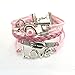 Bestpriceam Fashion Infinity Heart Pearl Love Key Leather Alloy Charm Bracelet Pink (Pink)