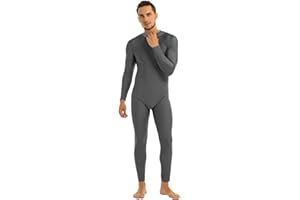 easyforever Mens Adult One Piece Turtleneck Long Sleeve Full Body Leotard Footless Bodysuit Dancewear