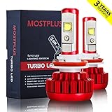 MOSTPLUS LED Headlight Kit H11(H8, H9) w/Clear Bulbs Conversion Kit -6000K 7,600Lm-Cool White 3 Yr Warranty-1 Pair