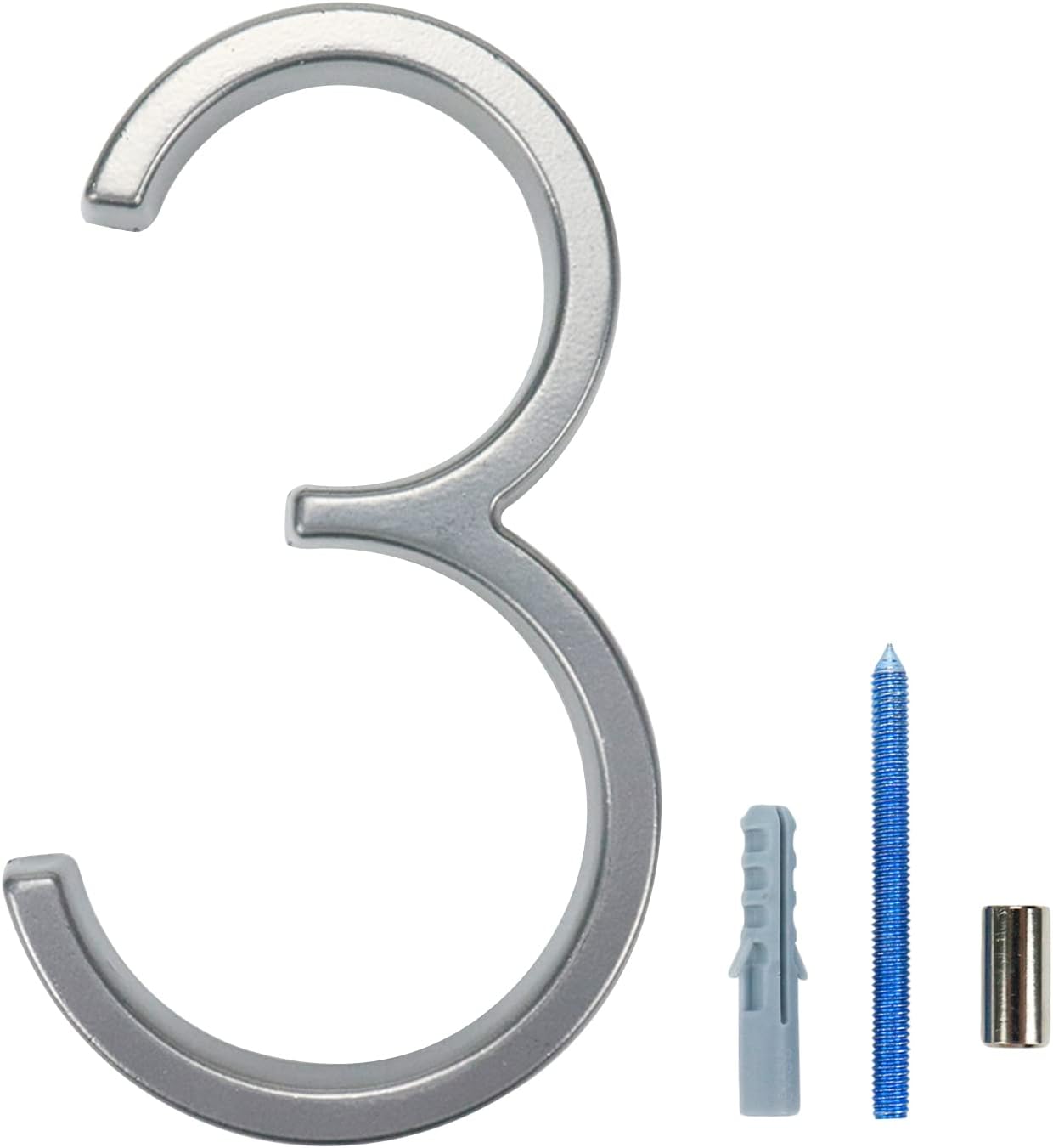 Address Signs - Tighall Silver 4.96inch Length Metal Floating House Number, Modern Minimalist Number Door Decoration for Outside with Mounting Accessories, Number 3