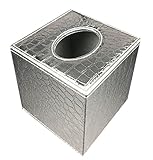 S Forever Cube Kleenex Box Holders PU Leather Square Roll Tissue Box Cover (Silver,5.32