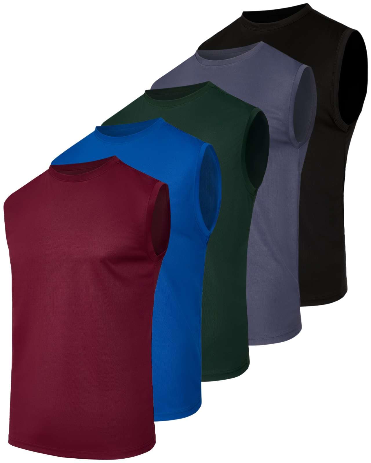 Photo 1 of 5 Pack: Mens Big & Tall King Size Mesh Tank Tops Active Wear T-Shirt Top Tanks Tees Workout Gym Dry Fit Breathable Crew Under Shirt Athletic Sport Running Top Exercise SPF Shirt Men Tee - Set 4, 3XLT