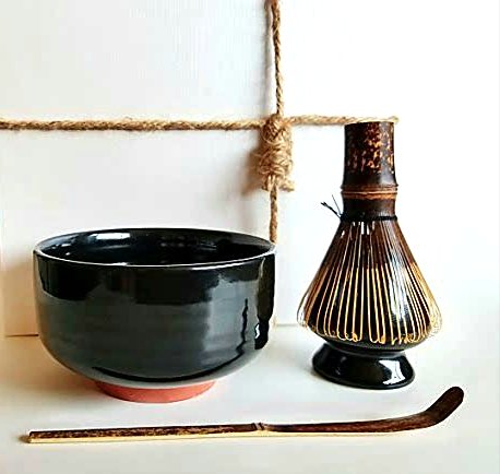 HARU MATCHA - Complete Matcha Tea Ceremony Gift Set (Black) - Matcha Chawan Bowl, Bamboo Scoop (Chashaku), Bamboo Whisk (100 tate) and Whisk Holder - Thumbnail 5