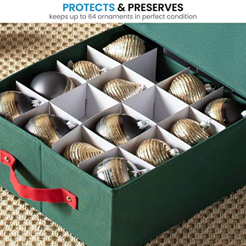 image for ZOBER Underbed Christmas Ornament Storage Box With Lide - Sturdy 600D 