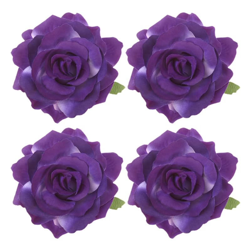 CALLARON Purple Simulated Rose Hair Clip 4.3 Inch Cloth Flower Hairpin for Women Wedding Beach Festival Party Accessories