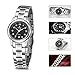 BUREI Women Dress Watches with Black Dial Date Calendar Metal Bracelet