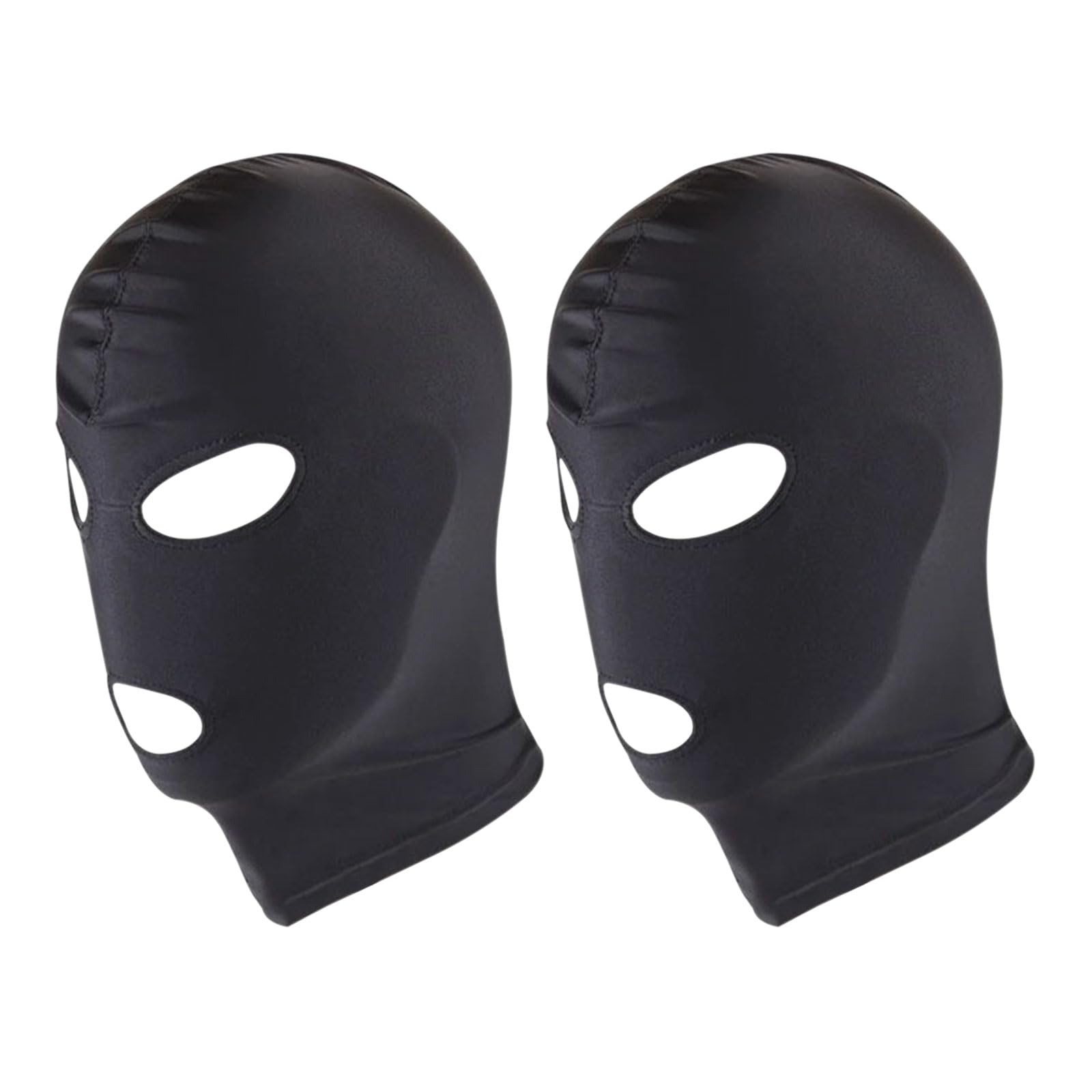 SKHAOVS 2 Pieces Full Cover Zentai Hood Mask Open Eyes Open Mouth Mask Breathable Elastic Black Cosplay Costume Hood Unisex Headgear for Halloween Party Costume Men Adult Women (Black)