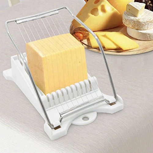 Luncheon Meat Slicer Boiled Egg Fruit Slicer Soft Food Cheese Sushi Cutter Canned Meat Cutting Machine with 10 Singing Cutting Wires ( White)