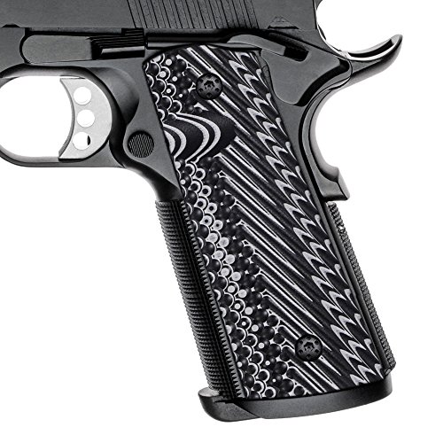1911 Full Size G10 Grips, Magwell Cut, Ambi Safety Cut, OPS Texture, Cool Hand Brand, White/Black