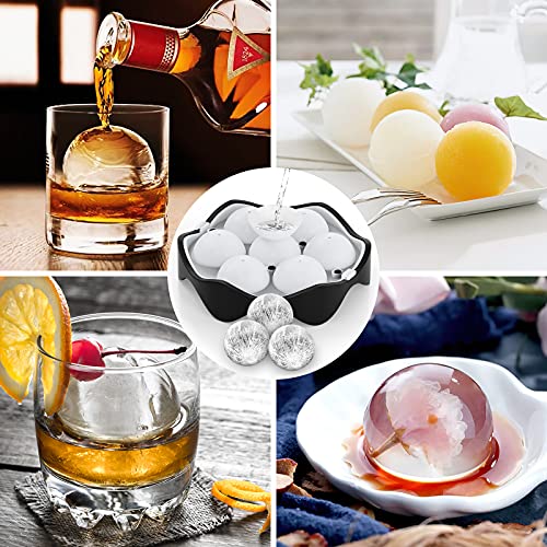 Silicone Sphere Ice Ball Maker, Ice Cube Tray-Easy Release & Flexible 7-Ice Ball Molds,design with Folding Funnel for Whiskey,Cocktails,Bourbon,Reusable and BPA free