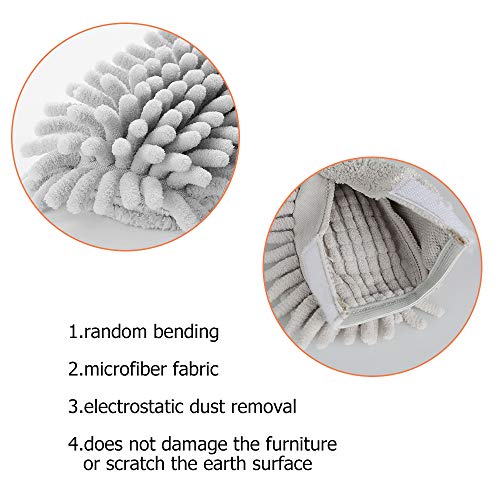 CLEANHOME,69in Microfiber Bendable Chenille Duster with Telescoping Extension Pole and Removable Washable Head for Cleaning High Ceiling Fan,Interior Roof, Cobwebs,Furniture,Keyboard