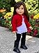 Uptown Girl - 4 Piece Outfit - Red Ruffled Jacket, White Tank Top, Black Leggings and Boots - Clothes Fits 18 Inch Doll (Doll Not Included)