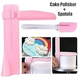 QIBOX Adjustable Cake Polisher Scraper Smoother, Fondant Wedding Festival Mousse DIY Cake Cream Mold Baking Decorating Polisher Tools with Silicone Spatula