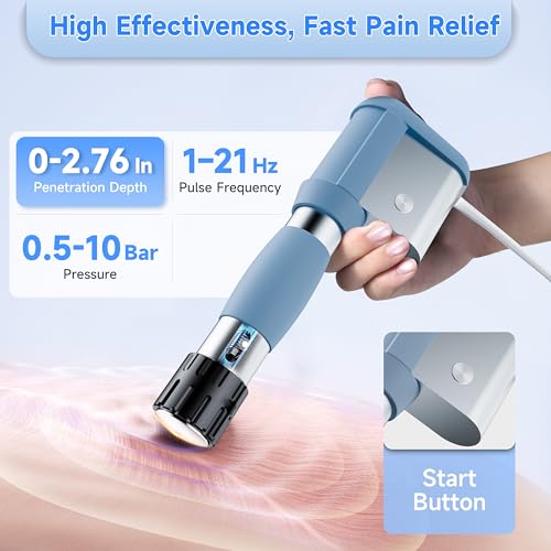 MODOY Shockwave Therapy Machine, FSA&HSA Shock Wave Therapy Device, ESWT03 | Home Use, Joint/Muscle Pain Relief, Non-Invasive Extracorporeal Shockwave Therapy, AC 110V / 60Hz, 0.5~10 Bar, 2.76inch