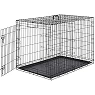 AmazonBasics - Jaula plegable de metal para perros o mascotas con una sola puerta y bandeja, 42 x 28 x 30 pulgadas