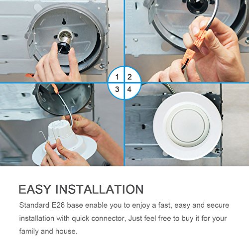 Brizled Recessed Lighting Fixture, 6" Inch Dimmable Recessed LED Downlight 5000K (Daylight White), LED Ceiling Light 13W (100W Replacement), 1150Lumens, ETL Certified, 4-Pack