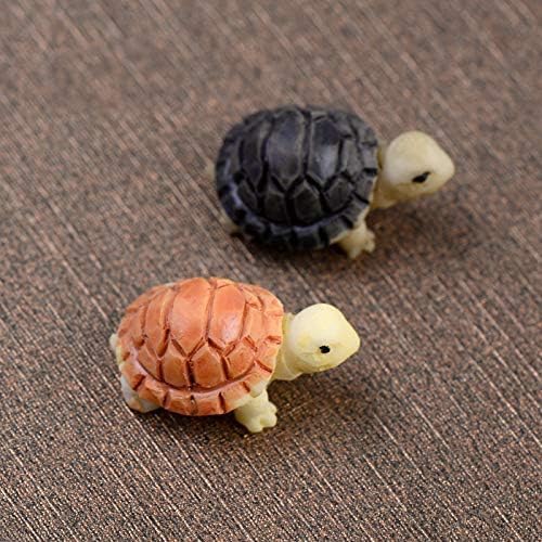 Gammaeon Tortoise Ornament, 2Pcs Mini Tortoise Model Fairy Garden Miniatures House Terrarium Home Desktop Succulents Micro Landscape Decoration Statues