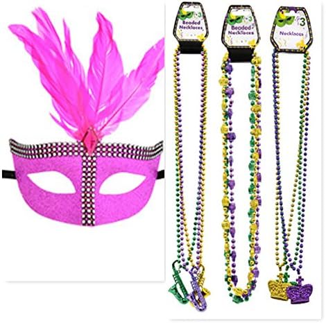 Mardi Gras Mask and Bead Set