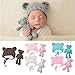 ECYC Newborn Baby Bear Hat Beanie with Bear Dolls Photography Accessories,Pink