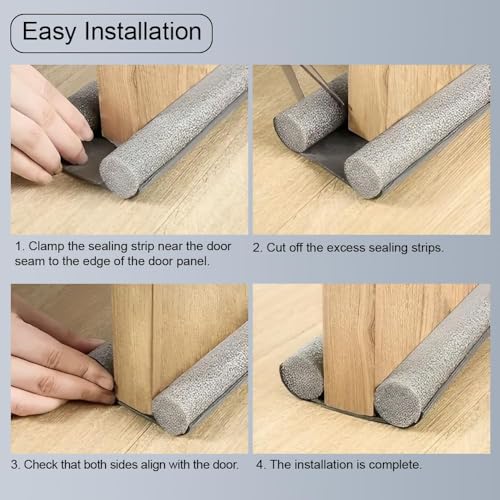 Door Draft Stopper–Door Draft Blocker, Under Door Seal Guard for Noise, Cold Air, Dust & Insects–Weatherproof Soundproof Door Sweep for Home, Office & Garage–Easy Install, Adjustable & Durable (37")