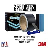 Gold Label Detailing 3M Black Out Trim Chrome Delete Vinyl Wrap Kit | 25ft Roll of 3m Scotchprint 1080 | Felt Edge Squeegee and Razor Blade Included (Gloss, 2")