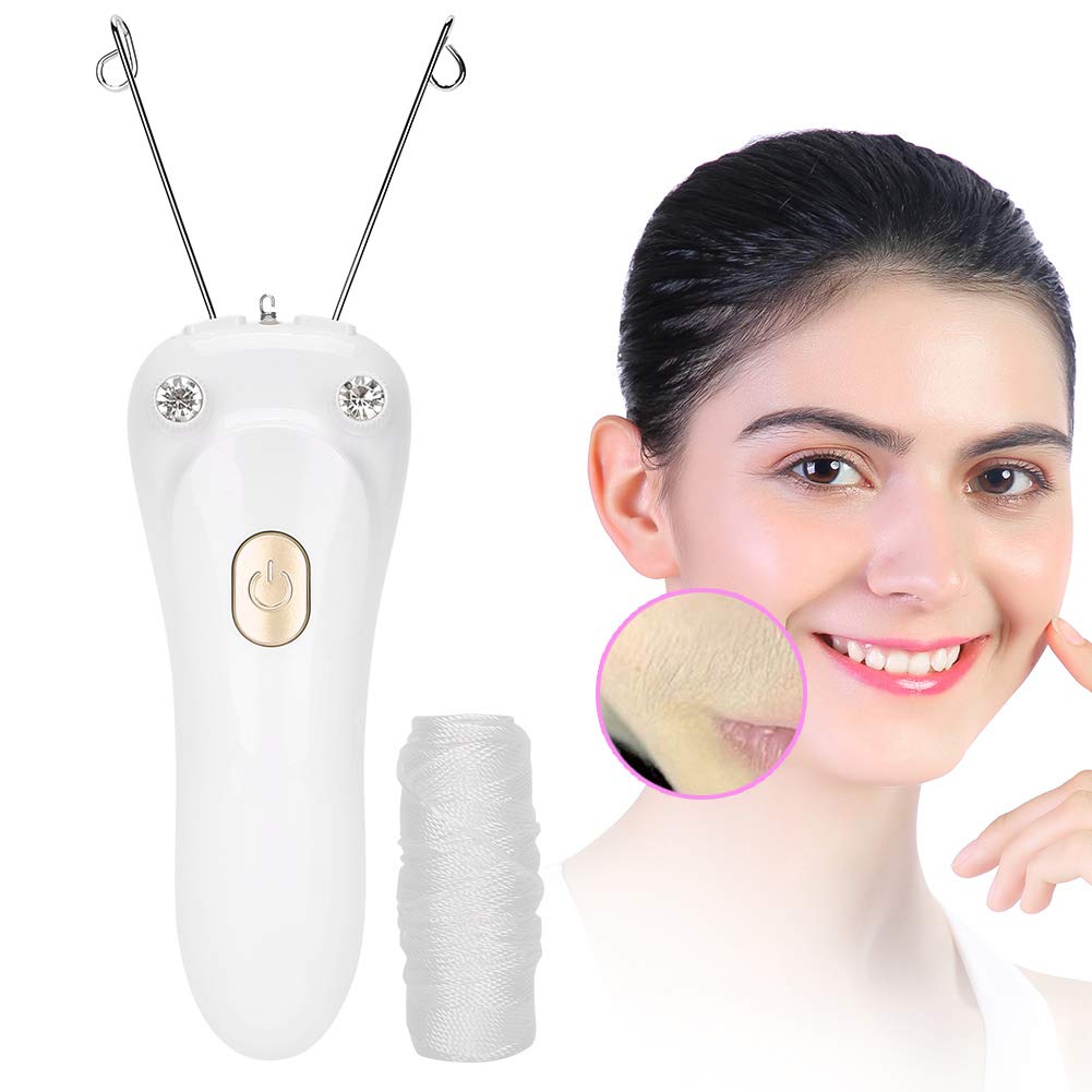Facial Hair Remover, Usb Charging Cotton Thread Epilator, Peach Fuzz Upper Lip Chin For Threading Tools Hair And Moustaches(Gold)
