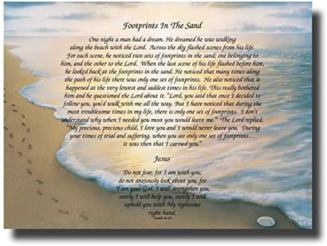 KPSheng Inspirational Footprints Poem in The Sand Canvas Wall Art Beautiful Picture Prints Living Room Bedroom Home Decor Decorations UnStretched and No Framed 32x24
