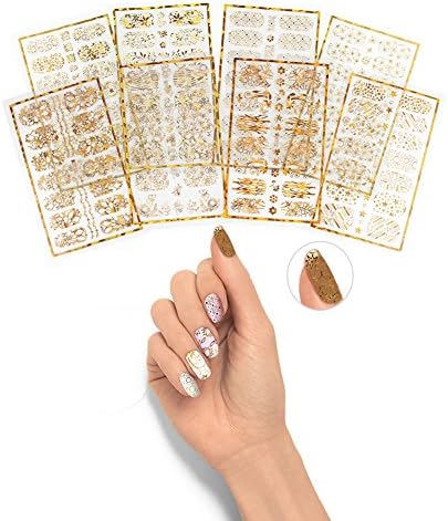 CINEEN 3D Nail Art Stickers Nail Art Stencils Decals Glitters Gold Decoration Tips Manicure Decorations Nail Design