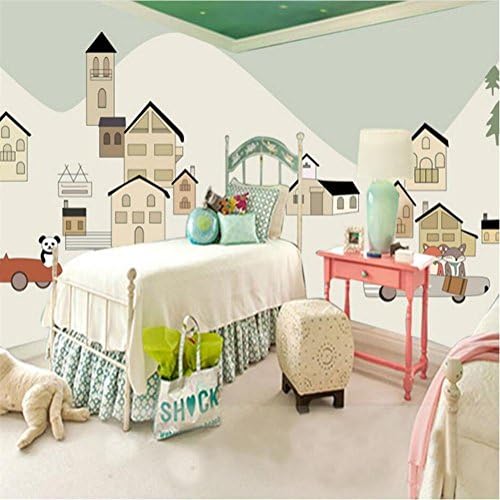 Wallpaper Cute High-end Cartoon House Car Pattern 3D Customizable Murals Decorate Children's Bedrooms