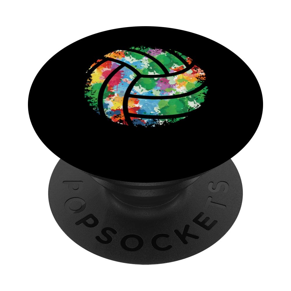 Colorful Volleyball Lover Beach Player Cute Colorsplash Ball PopSockets Swappable PopGrip