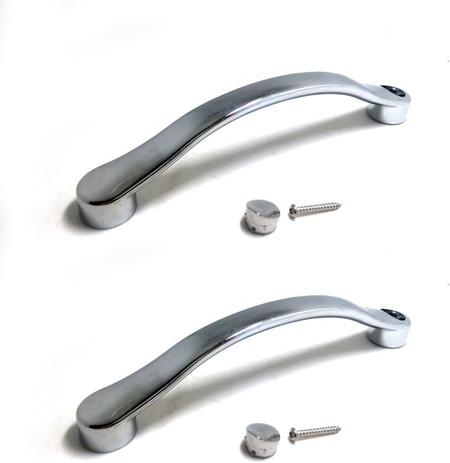 SmoothLY Replacement Shower Door Handles - Chrome Curved - Pair, Silver - Image 4