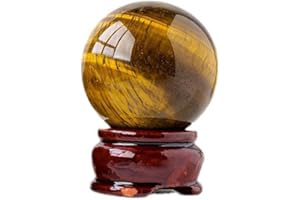 Natural Tiger's Eye Healing Crystal Gemstone Sphere Ball for Reiki Balancing Meditation Energy Home and Office Decoration (5-