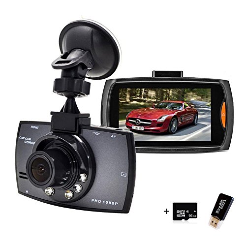 Click Here to See More Images Dash Cam, Samjat FHD 1080P 140 Wide Angle Dash Camera for Cars DVR Vehicle Dashboard Camera Recorder with 16GB SD Card 2.7