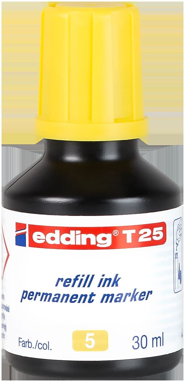 edding T 25 refill ink permanent marker - yellow - 30 ml - with drop dispensing system, for quick refilling of almost all edding permanent markers