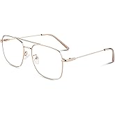 LINVO Fake Glasses Non-Prescription Clear Lens Metal Frame Fashion Eyewear for Women Men