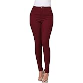 High Waisted-Rise Colored Stretch Skinny Destroyed Ripped Distressed Jeans for Women Olive Mustard RED