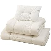 EMOOR Space-Saving Japanese Futon Set (Futon Mattress, Comforter &amp; Pillow) Compact-Twin, Made in Japan, Foldable Floor Sleeping Mattress Shikibuton Tatami Mat Camp Guest-Use