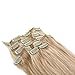 Grammy 18 Inch 7pcs Remy Clips in Human Hair Extensions 70g with Clips for Highlight (18inch, 24 Beige Blonde)