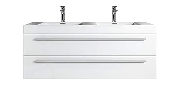 Badezimmer Badmöbel Rome 120 cm Hochglanz Weiß - Unterschrank Schrank Waschbecken Waschtisch