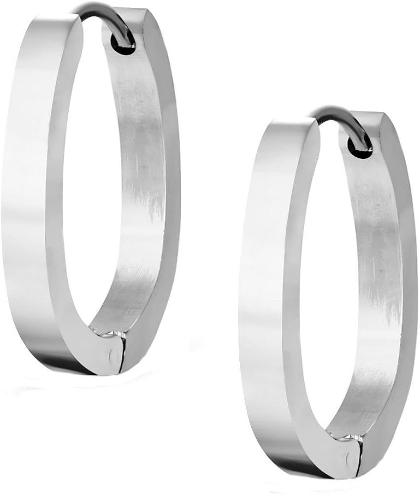 Men's Stainless Steel Horseshoe Shape Hoop Huggie Earrings
