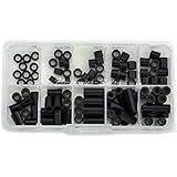 Electronics-Salon Black Nylon Round Spacer Assortment Kit, Not Threaded for M4 Screws, Plastic. OD 7mm, ID 4.1mm, L 2mm 4mm 5